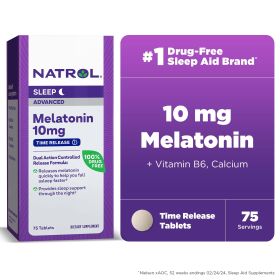 Natrol¬Æ Sleep Advanced Melatonin Time Release Tablets, Nighttime Sleep Aid, 10mg, 75 Count