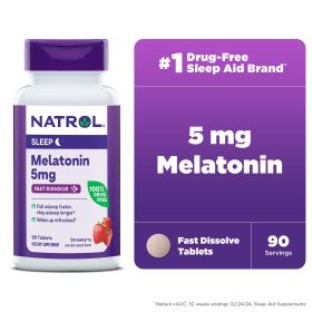 Natrol¬Æ Sleep Melatonin Fast Dissolve Tablets, Nighttime Sleep Aid, Strawberry Flavor, 5mg, 90 Count