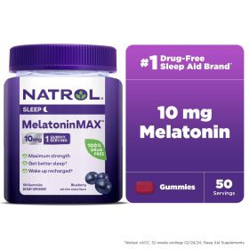 Natrol¬Æ MelatoninMax‚Ñ¢ Sleep Gummy, Blueberry Flavor, 10 mg, 50 Count