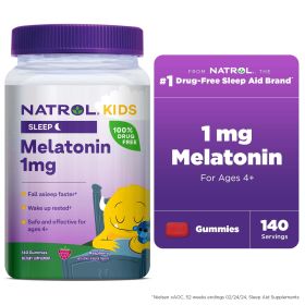 Natrol¬Æ Kids Melatonin, Sleep Gummies for Children, Raspberry Flavor, 1mg, 140 Count