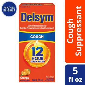 Delsym Adult 12 hour Cough Relief Medicine, Powerful Cough Relief for 12 Good Hours, Cough Suppressing Liquid, #1 Pharmacist Recommended, Orange Flavo