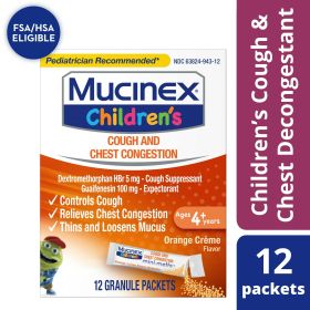 Mucinex Children's Cough Medicine & Expectorant for Kids, OTC Relief, Orange Cr√®me Flavor Mini-Melts, 12 ct