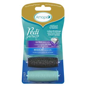 Amope Pedi Perfect Electronic Foot File Mixed Refills, 2 Count, 1 Extra Coarse & 1 Soft Touch