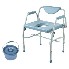 VEVOR Commode Chair, Bedside Commode with Drop-Down Arms and Detachable Backrest, 5-Level Adjustable Height, 7L Removable Bucket, Easy to Assemble, 10