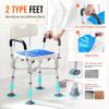 VEVOR Shower Chair Seat with Padded Arms and Back, Shower Stool with Reinforced CrossBar, Adjustable Height Bench Bath Chair for Elderly Disabled, Sho